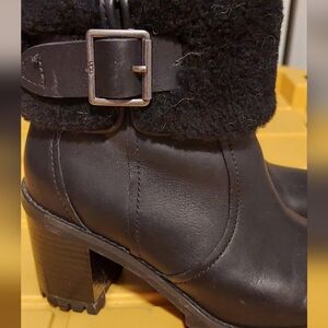 UGG Black Heeled Boots with Buckle